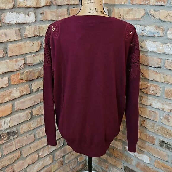 NWT Ted Baker Ox Blood Lace Shoulder Jumper Size 5 - Picture 6 of 13